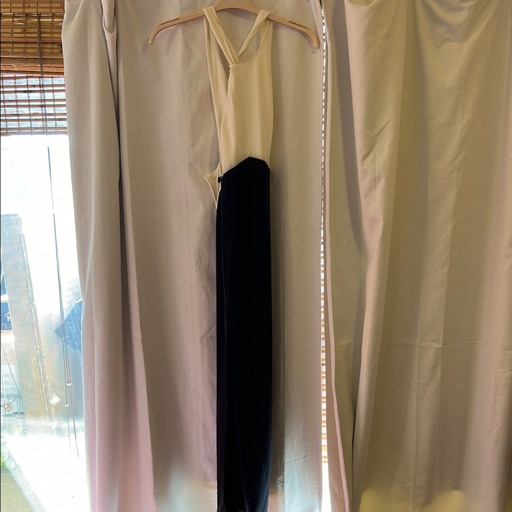 Elegant Black and White Halter Dress